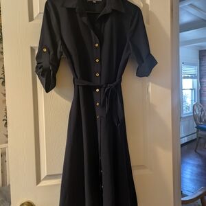 Elegant Black Button-Up Dress
